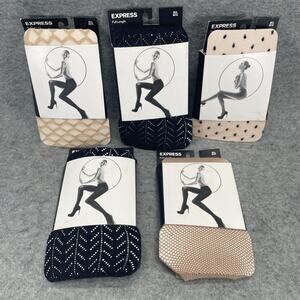 Lot of 5 NWT Express Full Length Pany Hose/Tights Beige/Nude & Black Size M/L